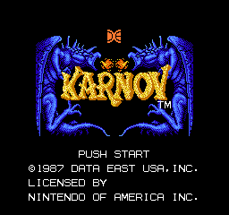 Karnov title screen for NES